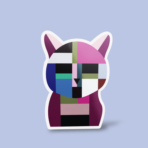 Abstract Cat Premium Vinyl Sticker, Water Bottle Sticker, Cat Lover Gift, Feline Laptop Decal